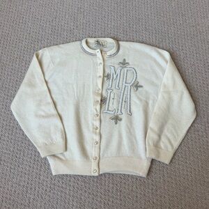 Vintage Dalton Marshall Field & Company Cashmere Cream Cardigan Size Small